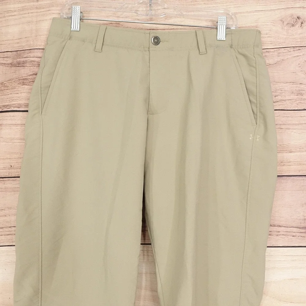 Under Armour Pants Mens 34x30 Beige Chino Straight Stretch Golf Performance